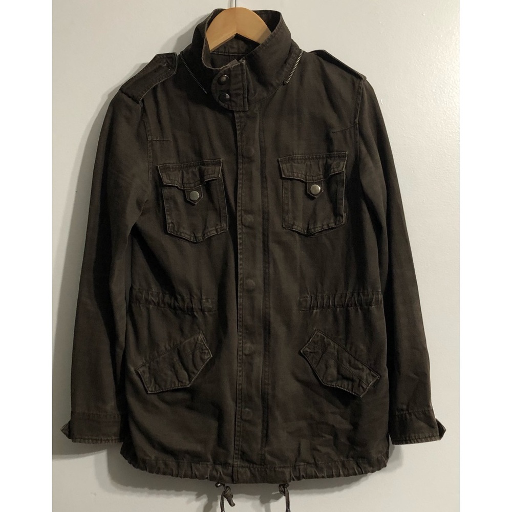 Jacket utility front zipper snap buttons down 4 front buttons brown.S/P
